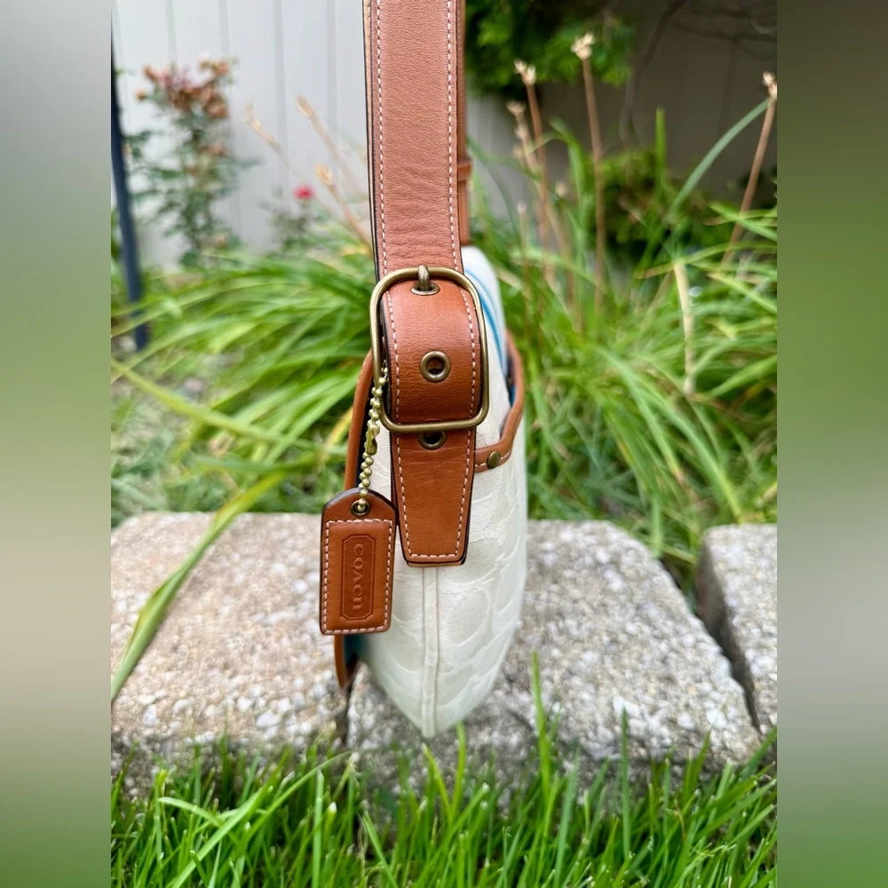 Vintage Coach Saddle Bag Suede Stripe Y2K 2004 - Picture 11 of 11